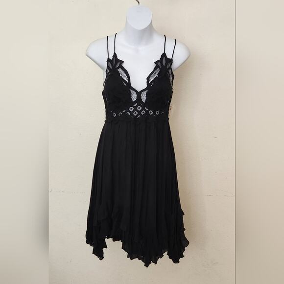 FREE PEOPLE BLACK ADELLA SLIP MINI DRESS Size S - Picture 4 of 9
